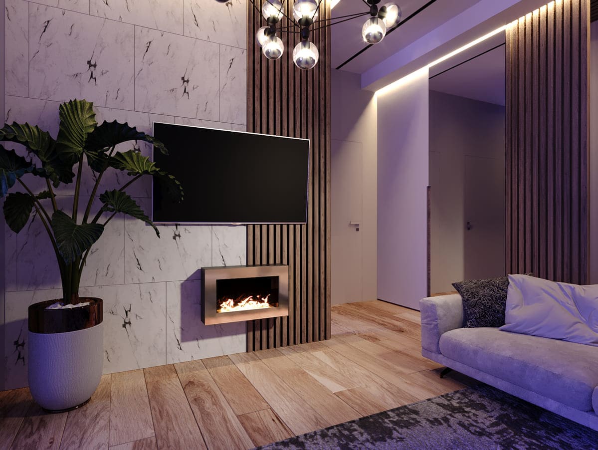 Биокамин "Русский огонь" Барокко 650N настенный с декоративным стеклом (стемалитом) по цене 33 350 руб.