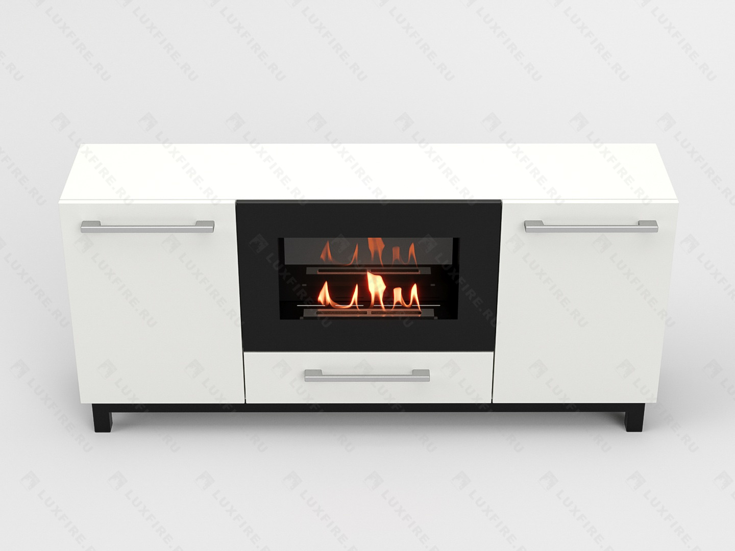 Тумба ТВ Lux Fire "Амур" напольная 1400 матовая, белая с биокамином 600 по цене 82 551 руб.