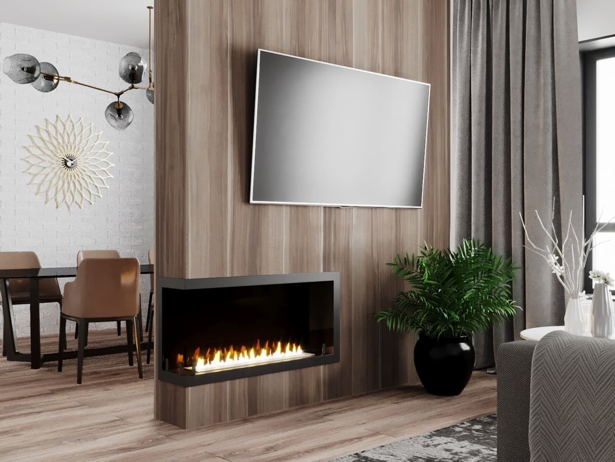 Биокамин "Русский огонь" Честер 1000 угловой левый с защитным и декоративным стеклом по цене 45 100 руб.