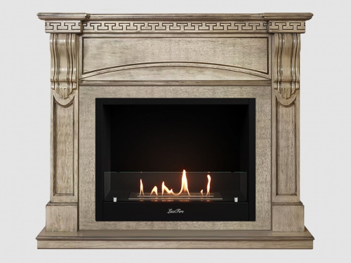 Каминный портал МДФ "Мюнхен 1250" с биокамином Lux Fire "Фаер Бокс 1 - 30" (бежевый)