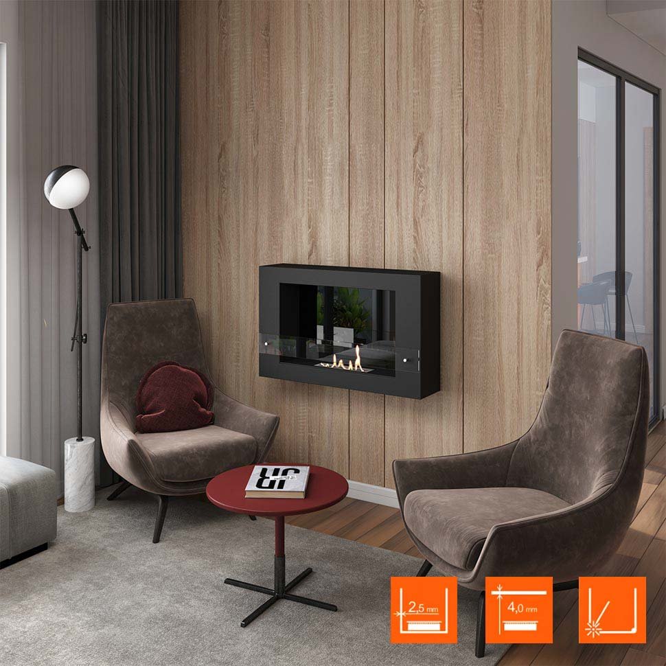 Биокамин SteelHeat WALL LONG 900 LITE черный по цене 24 675 руб.