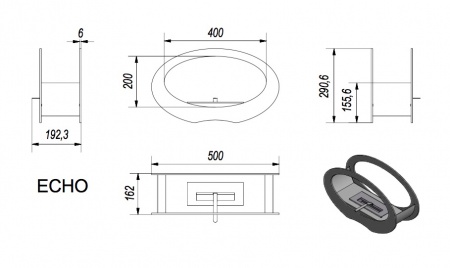 Настольный биокамин Kratki ECHO, TUV белый по цене €178