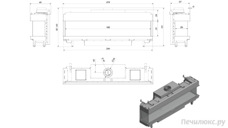 Газовая топка Kratki LEO/LP/200/NG (магистральный газ)